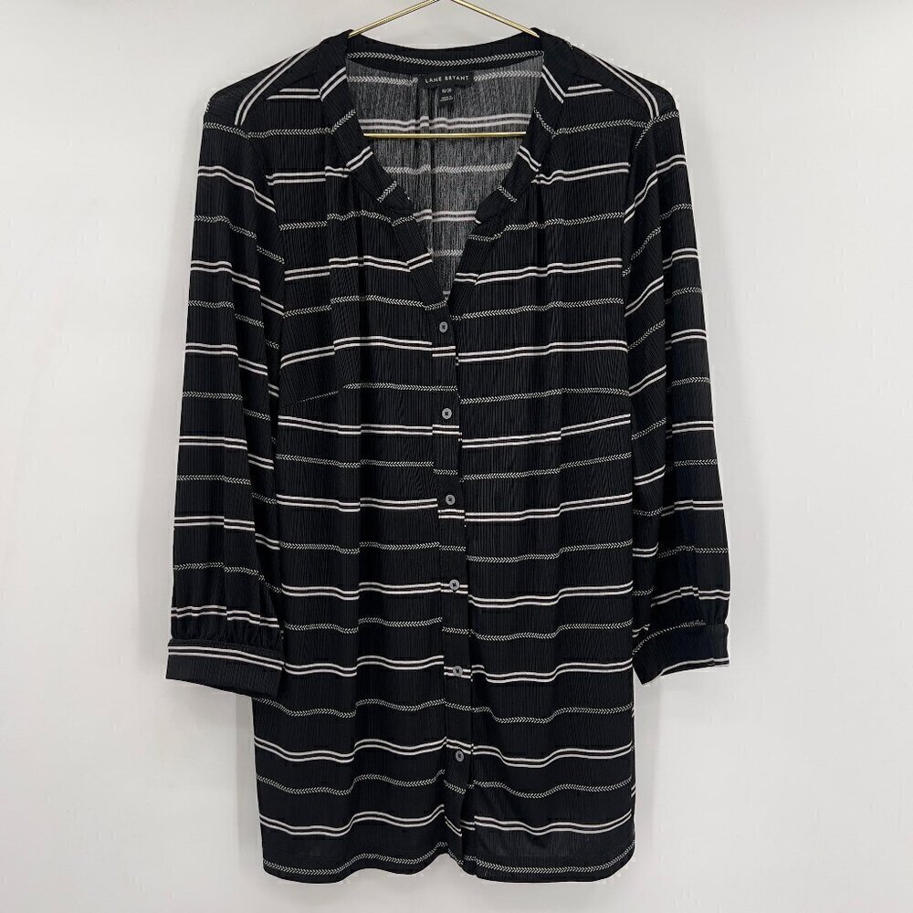 Lane Bryant Women's Plus Black White Stripe Dress Size 18/20